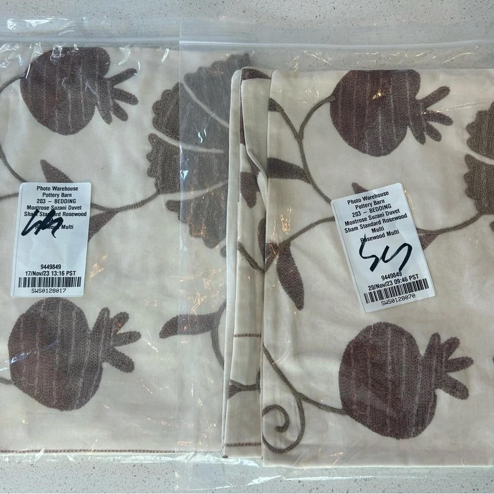 Set of 2 Pottery Barn Montrose Suzani Embroidered Standard Pillow Shams